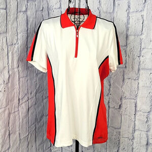 IZOD Black, Red, and White Women's Golf Shirt Large‎